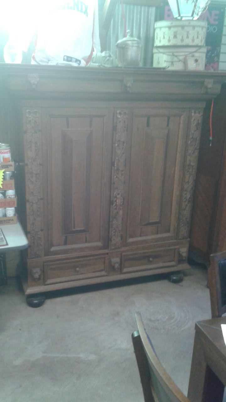 Antique European armoire made by hand almost 400 years ago out of Slovenia Oak.