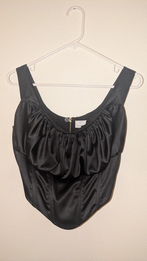 Black Fuller Bust Boned Corset Top, Size Small, Taiduex