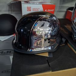 Motorcycle helmet German style DOT approved Chrome and black fly racing size large