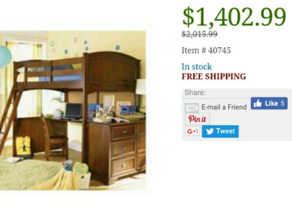 Beautiful Full size Loft Bed bunk bed w desk made by Lazy Boy for