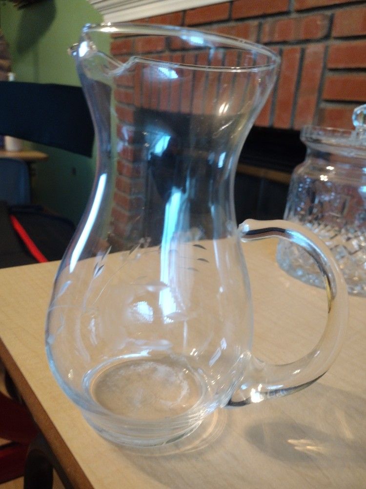 Princess House Heritage Small Clear Juice Pitcher 6.5"H w/ Ice Lip #402 Vintage