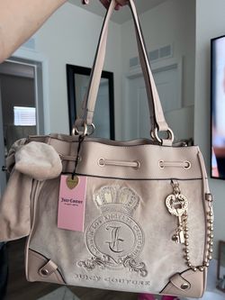 New Juicy Couture Classic Juicy Lover Tote Buff Beige Tan Daydreamer Bag