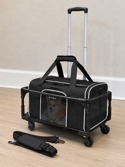 Petskd Rolling Pet Carrier – Wheels & Handle – Like New