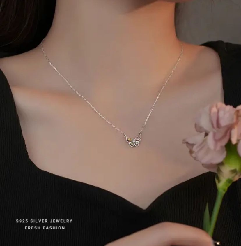 Butterfly Pendant Necklace - S925 Sterling Silver