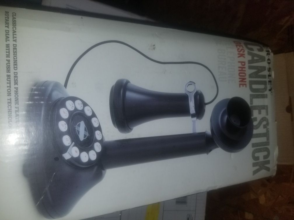 Crosley candlestick desk phone.
