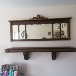 Antique Mirror With Newer Custom Made Mantel 