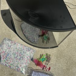 Top Fin Corner Fish Tank with Rocks, Filters and Plants INCLUDED!!