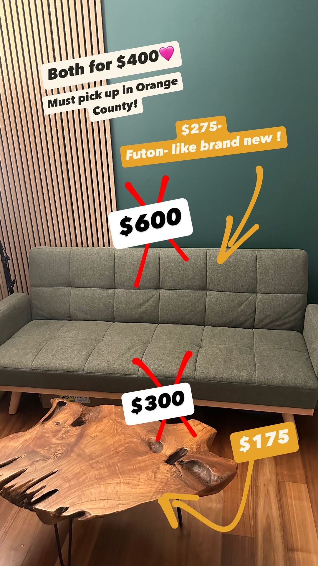 Futon + Natural Wood Table 400 for Sale in Huntington Beach, CA OfferUp
