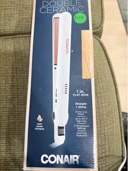 Conair Double Ceramic 1” Flat Iron – Extra Long Plates & Anti-Frizz Protection