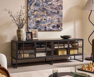 New Panes Clear Glass TV Console - Retail $999