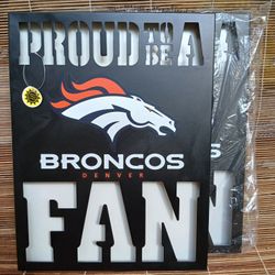 (New) NFL Denver Broncos Metal LED Sign Logo Lighted Wall Art