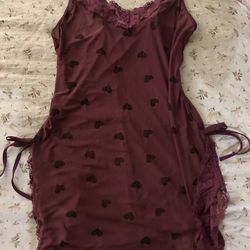 Purple heart pattern lace Slip dress lingerie