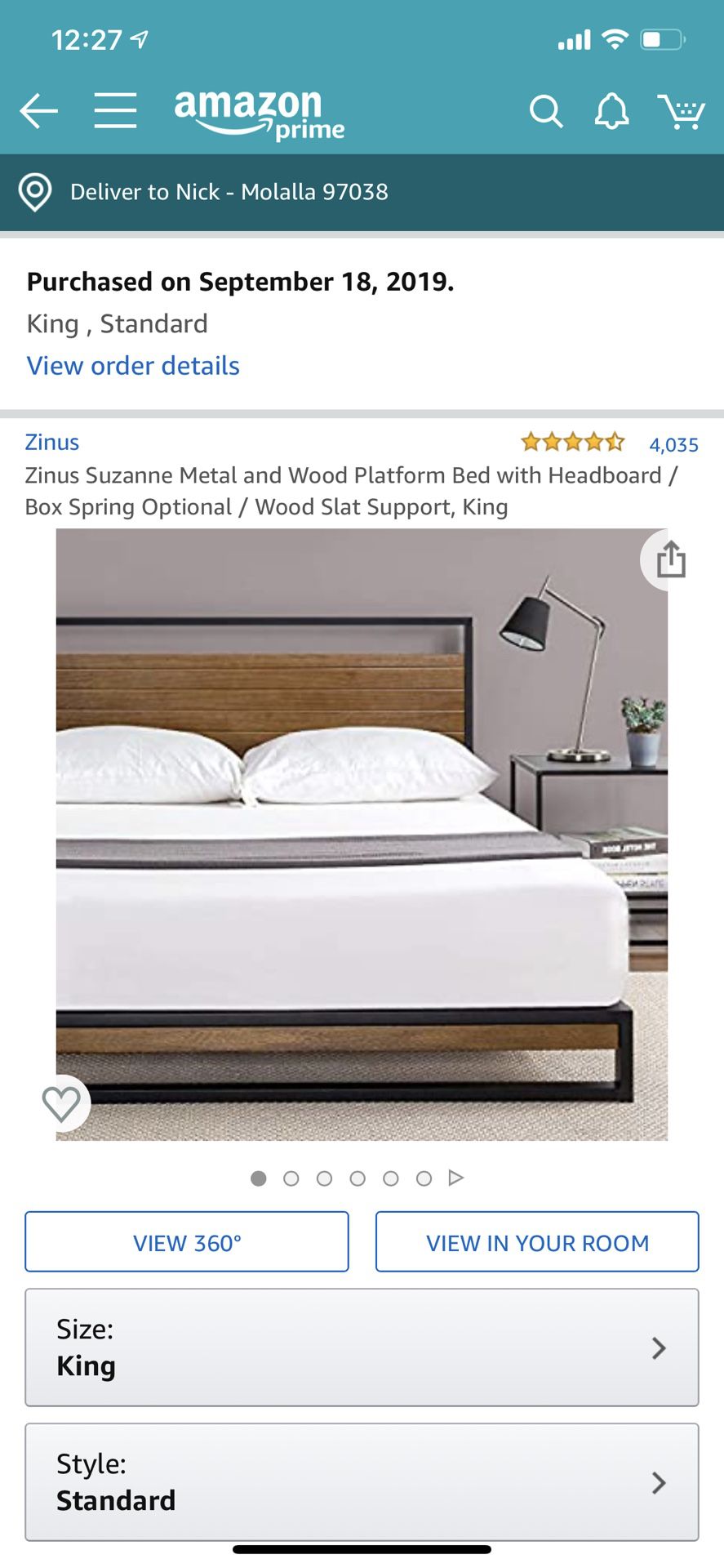King size bed & mattress