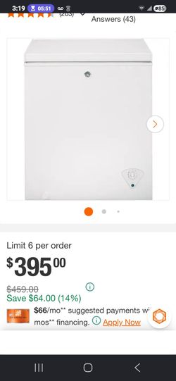 GE GARAGE FREEZER 5.1 cubic feet