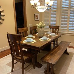 Dining Table Set with 4 Matching Chairs and Bench 