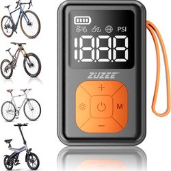 Mini Bike Pump, 150 PSI Portable Bicycle Pump with Gauge, 3X Faster & Auto Stop & Brushless Motor, Electric Bike Tire Pump with Presta and Schrader Va