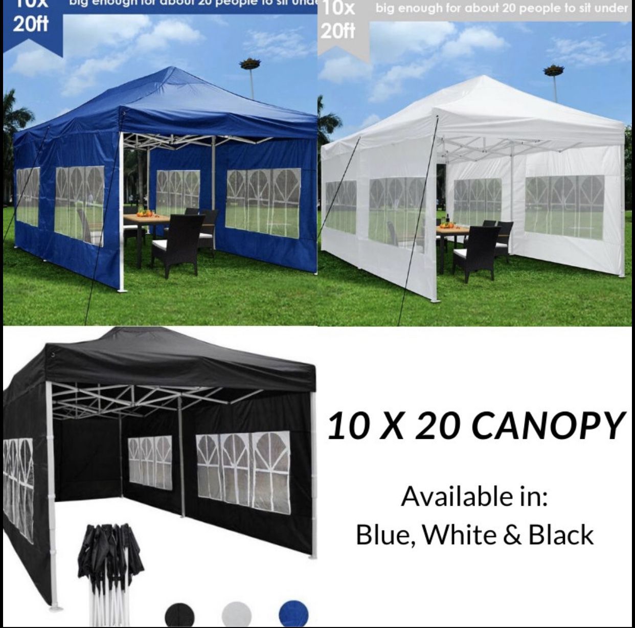 Outdoor 10x20 Carpa Canopy EZ to Set Up Tent Gazebo Cover Shade