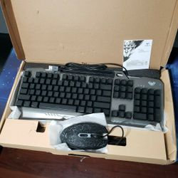 New AULA Keyboard, T102 104 Keys Gaming Keyboard and Mouse Combo with RGB Backlit Quiet Computer Keyboard, All-Metal Panel, Waterproof Light Up PC Key