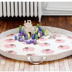 3 Sprouts Play Mat & Toy Storage Bag - Large Portable Toy Organizer, Kids Toy Bag for Boys & Girls - Playroom Storage & Activity Mat, Elephant