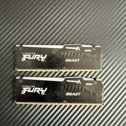 Kingston FURY Beast RGB 16GB (2X8GB)4800MT/s DDR5 DIMM Desktop Memory (Kit of 2)
