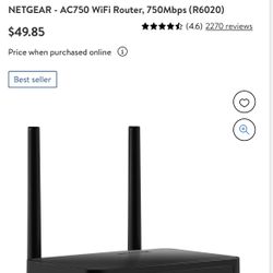 Netgear AC750 WiFi Router, 750Mbps