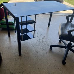 Metal/Glass Desk With Office Chair 