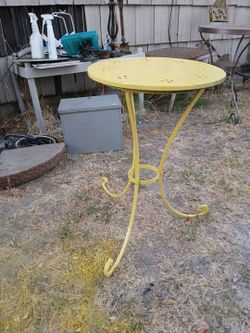 Yellow Metal Round Patio Side Table