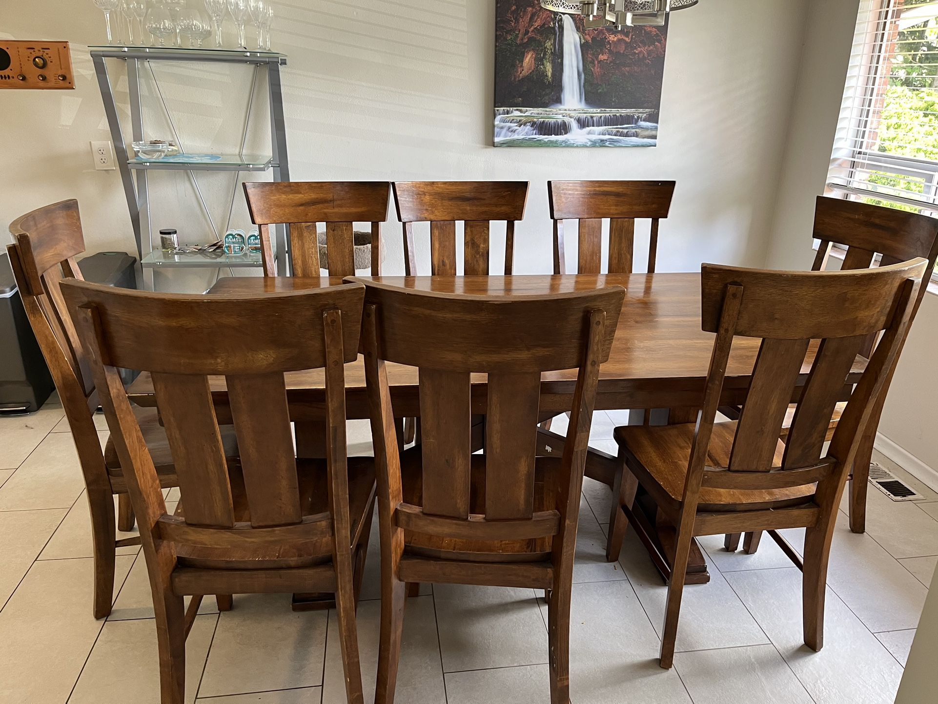 Solid Wood Dining Table With 8 Chairs