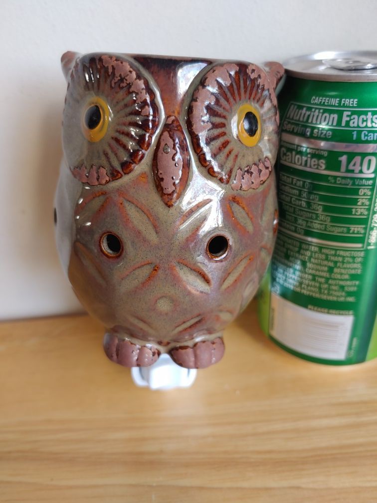 Owl Night Light Lamp Ceramic Decor Wall Plug Animal
