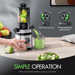 Brand New 350W Cold Press Juicer – 4.41” Wide Feed Chute