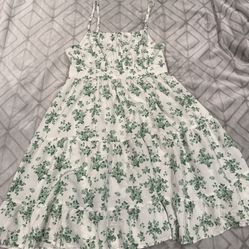 White And Green Floral Dress