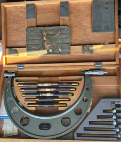 Mitutoyo 6-12” inch Micrometer 0.001” resolution & Accessories in Wood Case