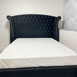 Queen bed frame with headboard