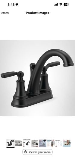 Delta Faucet Woodhurst Centerset Bathroom Faucet, Black 2-Handle Bathroom Faucet, Delta Bathroom Sink Faucet, Metal Push-Pop Drain Assembly, Matte Bla