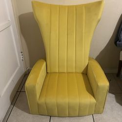 Velvet Wingback Living Room Chair – Bright Yellow Accent Seating