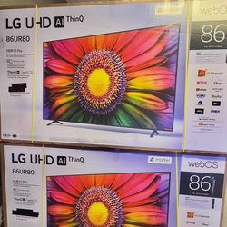 86 Tv Lg Smart 4k HDTV In Box 6 Month Warranty.  Free Delivery. 