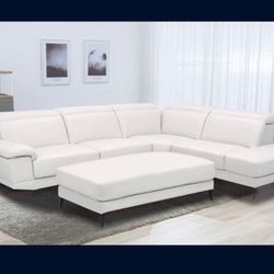 Rio White Leather Sectional Sofa W/Ottoman---Only $899---Limited Inventory!!!---Delivery Available 