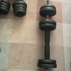 Adjustable Barbell + Kettlebell Set w/ Plates (Up to ~60+ lbs)