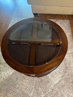 Round coffee table with matching seats