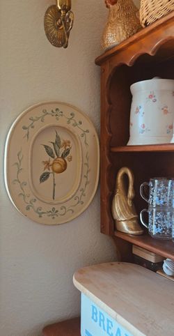 Vintage Hand painted oval plaque