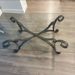 Glass Coffee Table with Wrought Iron Bottom