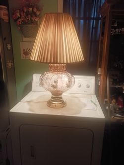 Vintage Carl Falkenstein Double Bubble Glass Pale Pink Hob Knob Painted Table Lamp