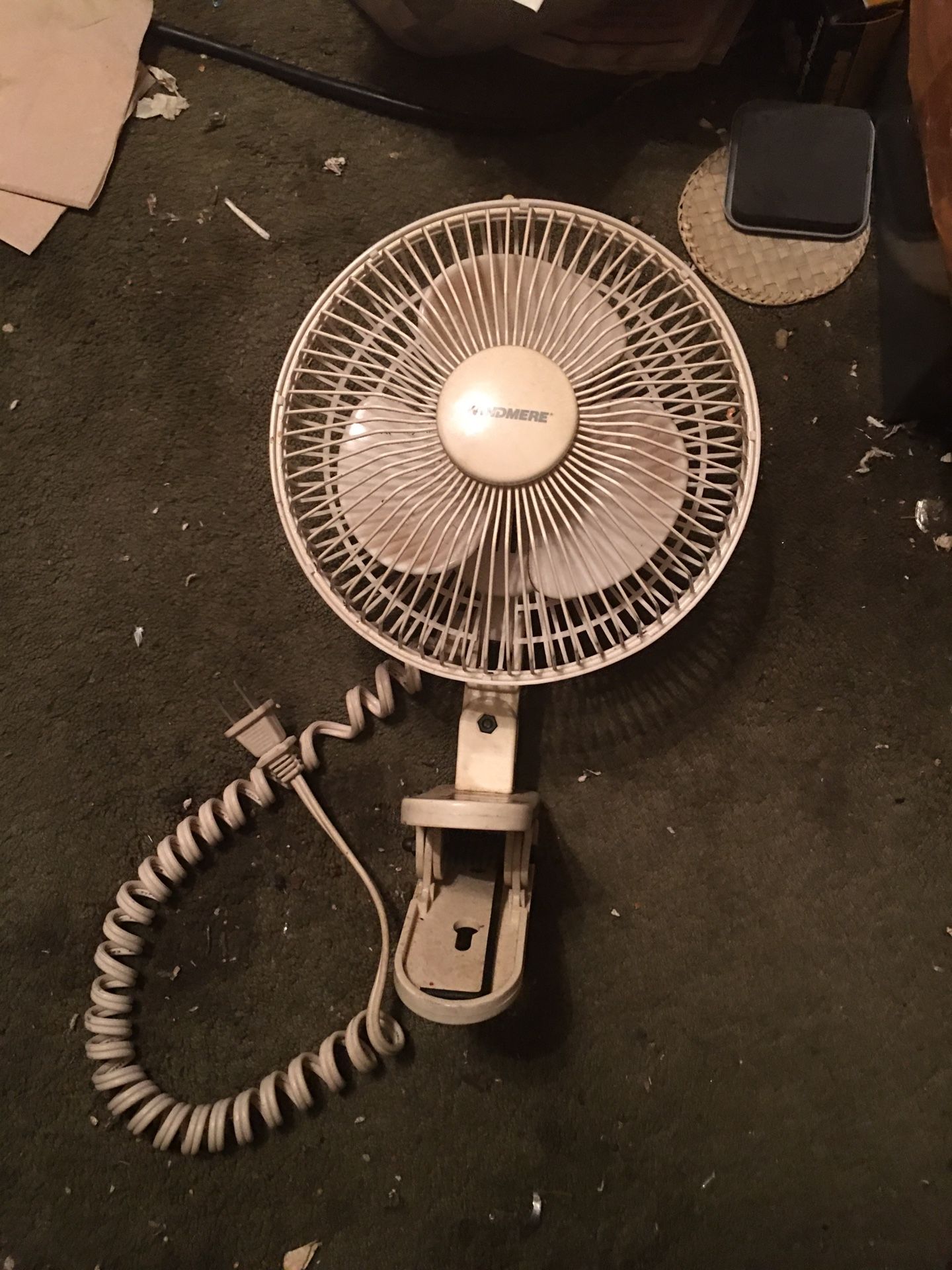 A WINDMERE 6” INCH CLAMP ON ELECTRIC FAN 2-SPEED LIKE NEW $20.00