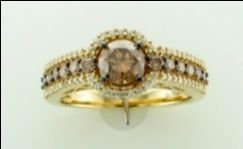 Le Vian Chocolate Diamond Ring 1 1/3 CTS  / 75 pieces / 14K Yellow Gold - Size 7