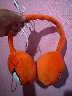 Orange Plush Wired Headphones