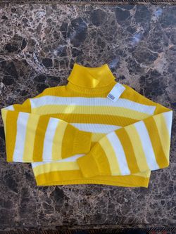 Yellow Striped Crop Top Sweater