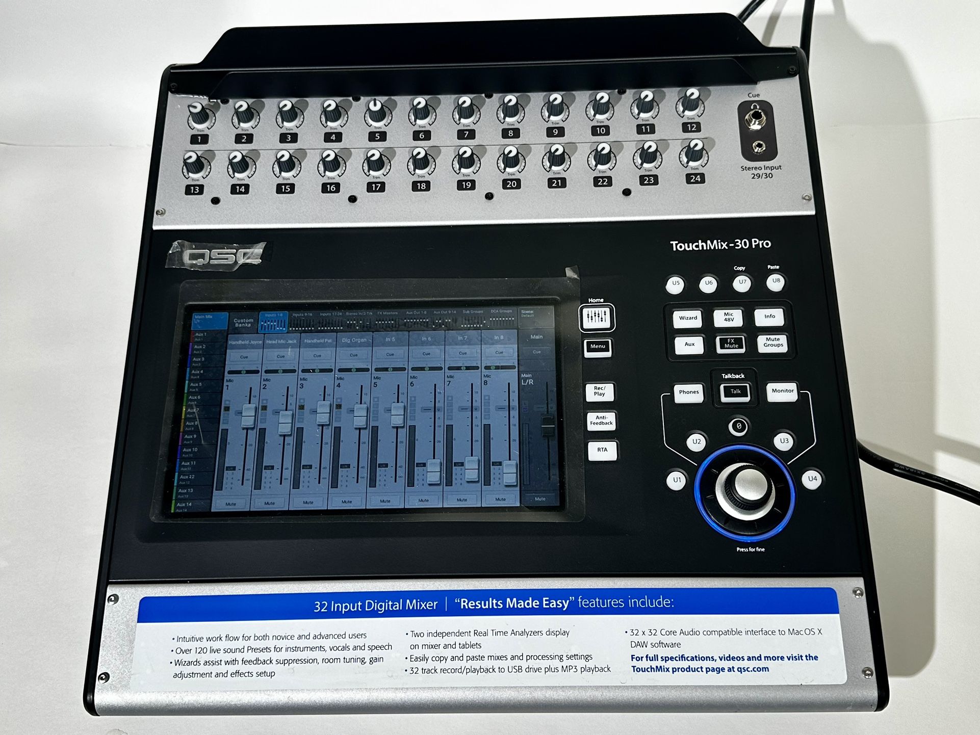 QSC TouchMix-30 Pro 32-Channel Digital Mixer Kit with Carrying Tote And audio-technica ATH-M50x Headphones
