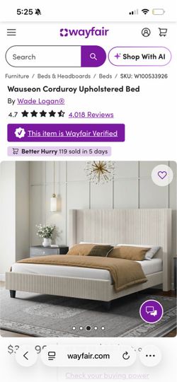 Beige King Bed Frame