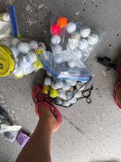 Buckets of golf balls