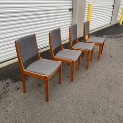 Mid Century Modern Solid Teak Dining Chairs